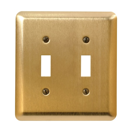 Amerelle Wall Plate, Number of Gangs: 2 gang Stamped Steel, Brushed Brass Finish, Brass 154TT